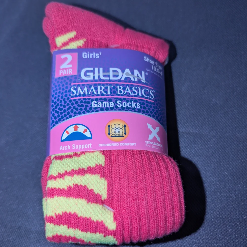 Gildan Pink and Green Game Socks